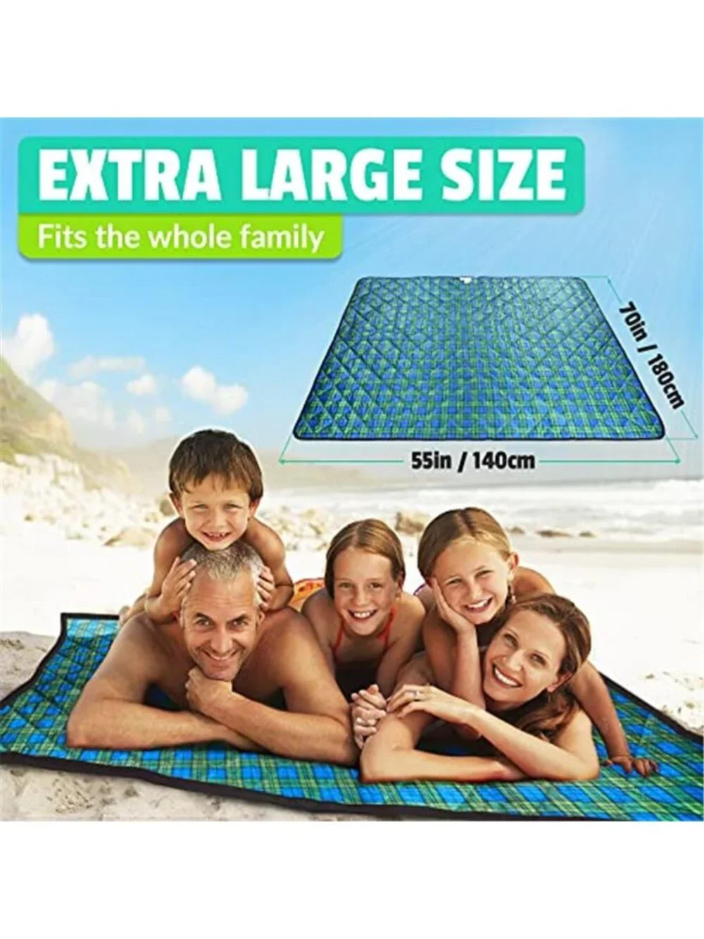 Waterproof Picnic Blanket Foldable Outdoor Beach Camping Mat Plaid Tote Large